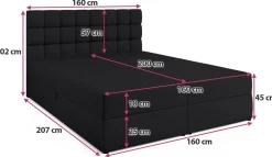 Łóżka Ze Stelażem|Łóżka Z Zagłówkiem></noscript>BROMARKT Czarne łóżko kontynentalne 160x200 cm z pojemnikiem DAKOTA