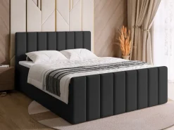 Łóżka Małżeńskie|Łóżka Ze Stelażem>BROMARKT Czarne łóżko kontynentalne 160x200 cm z pojemnikiem DENVER DUO