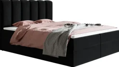 Łóżka Ze Stelażem|Łóżka Z Zagłówkiem>Riban Czarne łóżko kontynentalne 160x200 cm dwuosobowe z pojemnikiem BALENO