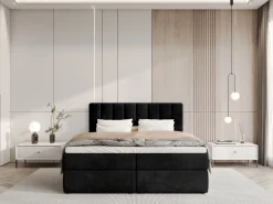 Łóżka Czarne|Łóżka Nowoczesne></noscript>BROMARKT Czarne łóżko kontynentalne z pojemnikiem 140x200 cm DENVER welur