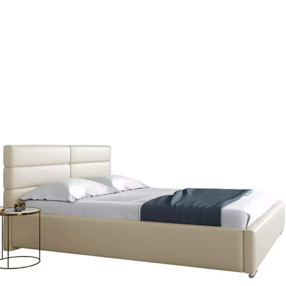 Łóżka Młodzieżowe|Łóżka Z Zagłówkiem>Gruszka Czarne łóżko tapicerowane 160x200 z ekoskóry LORET