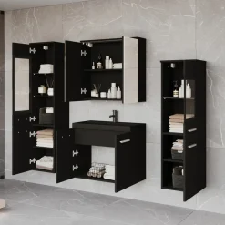 Meble Łazienkowe>BRATEX Czarne meble łazienkowe z umywalką USEDOM XL czarny