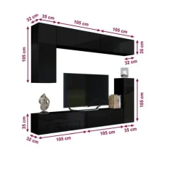 Meblościanki></noscript>BROMARKT Czarne meble do salonu PREMIUM czarny