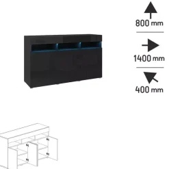 Meblościanki></noscript>BROMARKT Czarne meble do salonu PREMIUM czarny