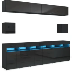 Zestawy Mebli Do Salonu|Meblościanki>BROMARKT Czarne meble do salonu PREMIUM czarny