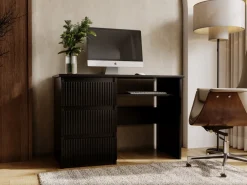 Biurka></noscript>MARIDEX Czarne nowoczesne biurko z szufladami 110 cm CRAFTON czarny