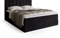Łóżka Małżeńskie|Łóżka Ze Stelażem>BROMARKT Czarne sztruksowe łóżko kontynentalne 180x200 cm DENVER
