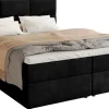 Meble Młodzieżowe|Łóżka Młodzieżowe>BROMARKT Czarne welurowe łóżko kontynentalne 140x200 cm z pojemnikiem na pościel BOSTON