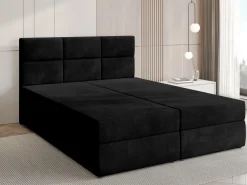 Łóżka Z Zagłówkiem|Łóżka Z Materacem></noscript>BROMARKT Czarne welurowe łóżko kontynentalne 160x200 cm z pojemnikiem na pościel BOSTON