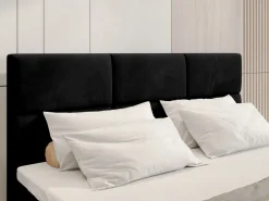 Łóżka Z Zagłówkiem|Łóżka Z Materacem></noscript>BROMARKT Czarne welurowe łóżko kontynentalne 160x200 cm z pojemnikiem na pościel BOSTON