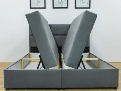 Łóżka Z Zagłówkiem|Łóżka Z Materacem></noscript>BROMARKT Czarne welurowe łóżko kontynentalne 140x200 cm z pojemnikiem na pościel BOSTON