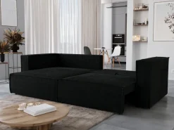 Meble Dla Dzieci|Narożniki>BROMARKT Czarny narożnik do salonu z funkcją spania MIZARU