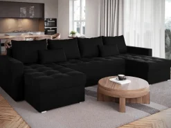 Narożniki></noscript>BROMARKT Czarny narożnik z funkcją spania HOT U