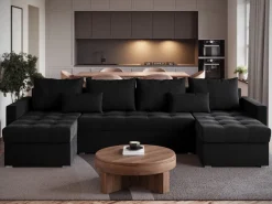 Narożniki></noscript>BROMARKT Czarny narożnik z funkcją spania HOT U