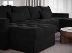 Narożniki></noscript>BROMARKT Czarny narożnik z funkcją spania HOT U