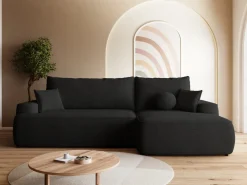 Meble Dla Dzieci|Narożniki></noscript>BROMARKT Czarny nowoczesny narożnik do salonu CARMELLO boucle