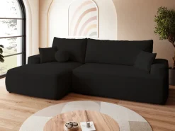 Meble Dla Dzieci|Meble Młodzieżowe>BROMARKT Czarny nowoczesny narożnik rozkładany do salonu CARMELLO