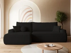 Meble Dla Dzieci|Meble Młodzieżowe></noscript>BROMARKT Czarny nowoczesny narożnik rozkładany do salonu CARMELLO