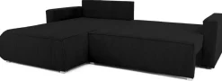 Meble Dla Dzieci|Meble Młodzieżowe></noscript>BROMARKT Czarny rozkładany narożnik z funkcją spania do salonu HAVANA