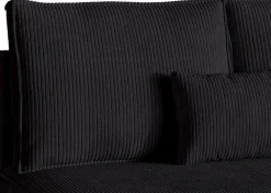 Narożniki></noscript>BROMARKT Czarny sztruksowy narożnik z funkcją spania TOP U SLIM