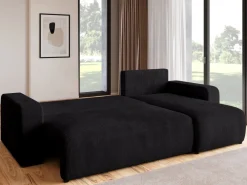 Meble Dla Dzieci|Meble Młodzieżowe>BROMARKT Czarny sztruksowy narożnik z funkcją spania PUMI