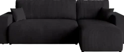Meble Dla Dzieci|Meble Młodzieżowe></noscript>BROMARKT Czarny sztruksowy narożnik z funkcją spania PUMI