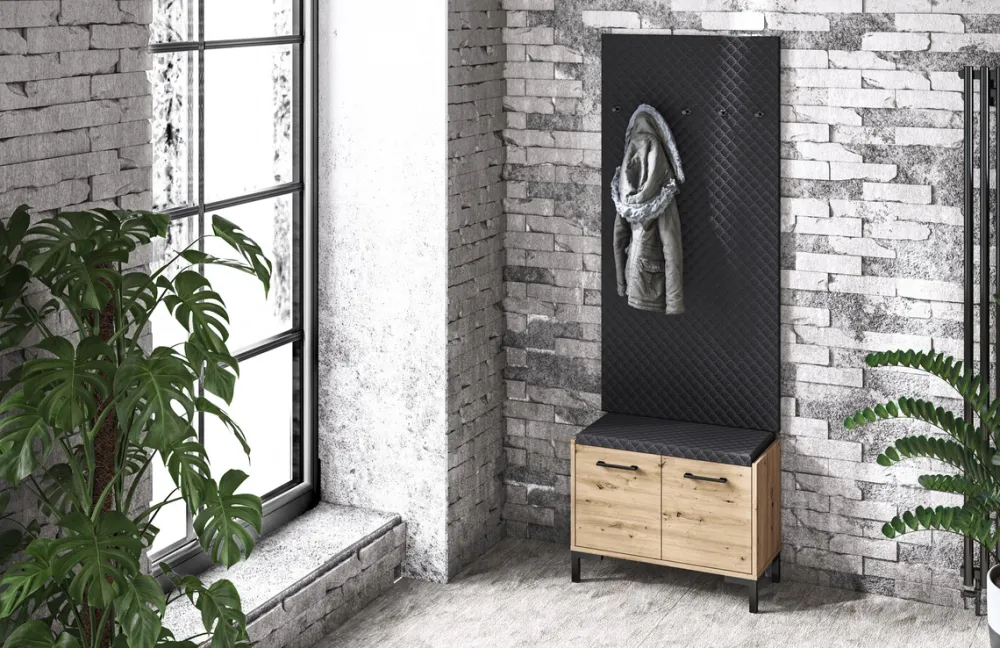 Wieszaki Do Przedpokoju>ML Meble Czarny tapicerowany wieszak ścienny NEVIO