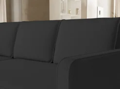 Meble Dla Dzieci|Meble Młodzieżowe></noscript>BROMARKT Czarny welurowy narożnik z funkcją spania do salonu QULIO