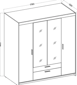 Zestawy Mebli Do Przedpokoju|Szafy Modułowe></noscript>Lempert Czterodrzwiowa biała szafa modułowa 176 cm z lustrem i szufladami KUBA biały