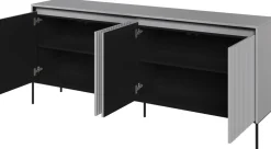 Komody|Zestawy Mebli Do Salonu>lenart. Czterodrzwiowa komoda do salonu z ryflowanymi frontami TREND