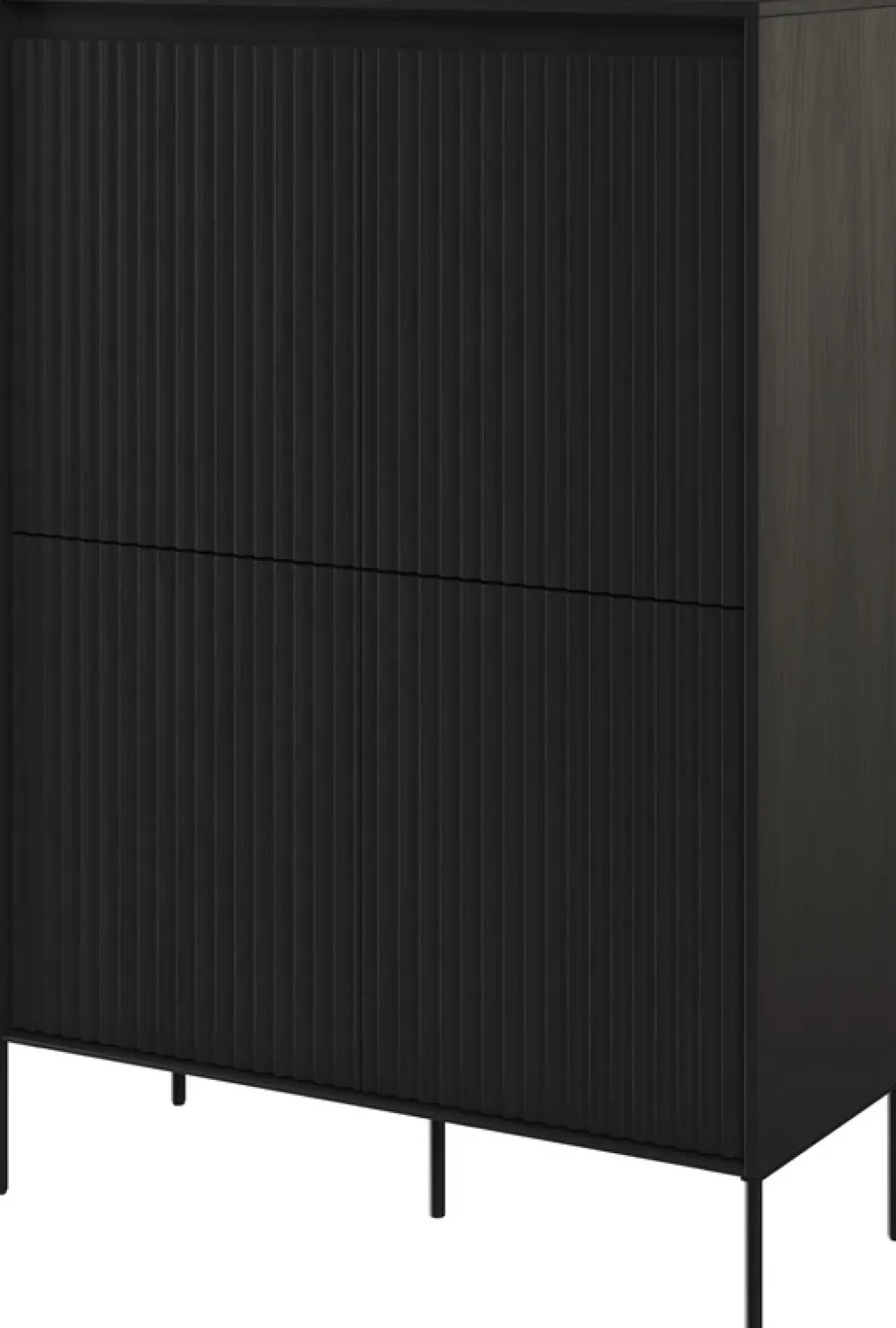 Komody>lenart. Czterodrzwiowa komoda nowoczesna z frezowanymi frontami TREND czarny