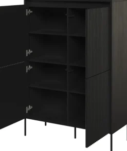 Komody>lenart. Czterodrzwiowa komoda nowoczesna z frezowanymi frontami TREND czarny