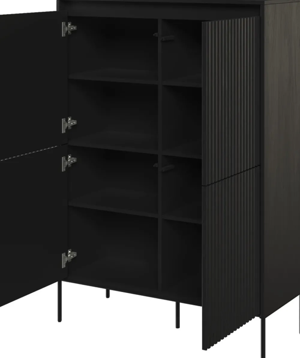 Komody>lenart. Czterodrzwiowa komoda nowoczesna z frezowanymi frontami TREND czarny