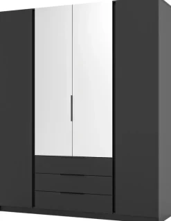 Szafy Do Pokoju Dziecięcego|Szafy Młodzieżowe>Lempert Czterodrzwiowa szafa uchylna 200 cm z lustrem KARAT czarny