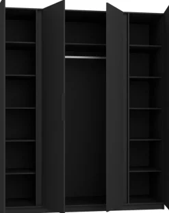 Szafy Młodzieżowe|Szafy Otwierane>Lempert Czterodrzwiowa szafa uchylna z półkami KARAT czarny