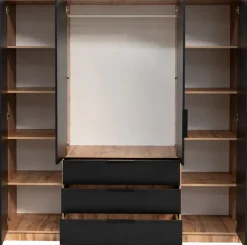 Meble Młodzieżowe|Zestawy Mebli Do Przedpokoju>Stolar Czterodrzwiowa szafa uchylna z lustrem i lamelami 200 cm BILL