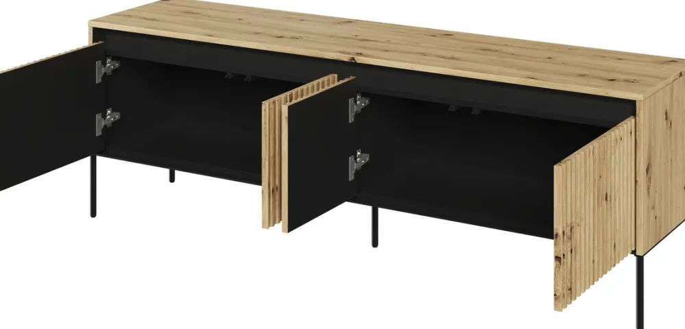 Szafki Rtv>lenart. Czterodrzwiowa szafka RTV z frezowanymi frontami 167 cm TREND