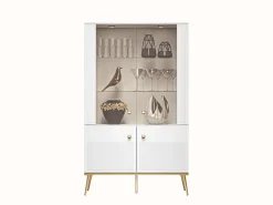 Zestawy Mebli Do Salonu|Witryny>ML Meble Czterodrzwiowa witryna do salonu GOLDIN biały połysk