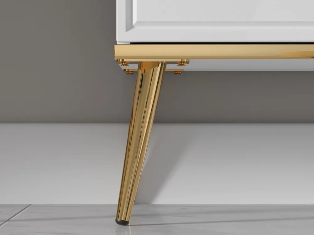 Zestawy Mebli Do Salonu|Witryny>ML Meble Czterodrzwiowa witryna do salonu GOLDIN biały połysk