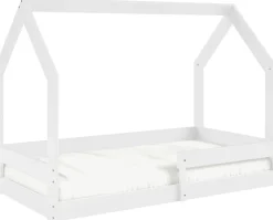 Łóżka Dziecięce|Łóżka Ze Stelażem>Meblomal Drewniane łóżko domek w stylu skandynawskim do pokoju dziecięcego 80x160 cm MELANIA biały