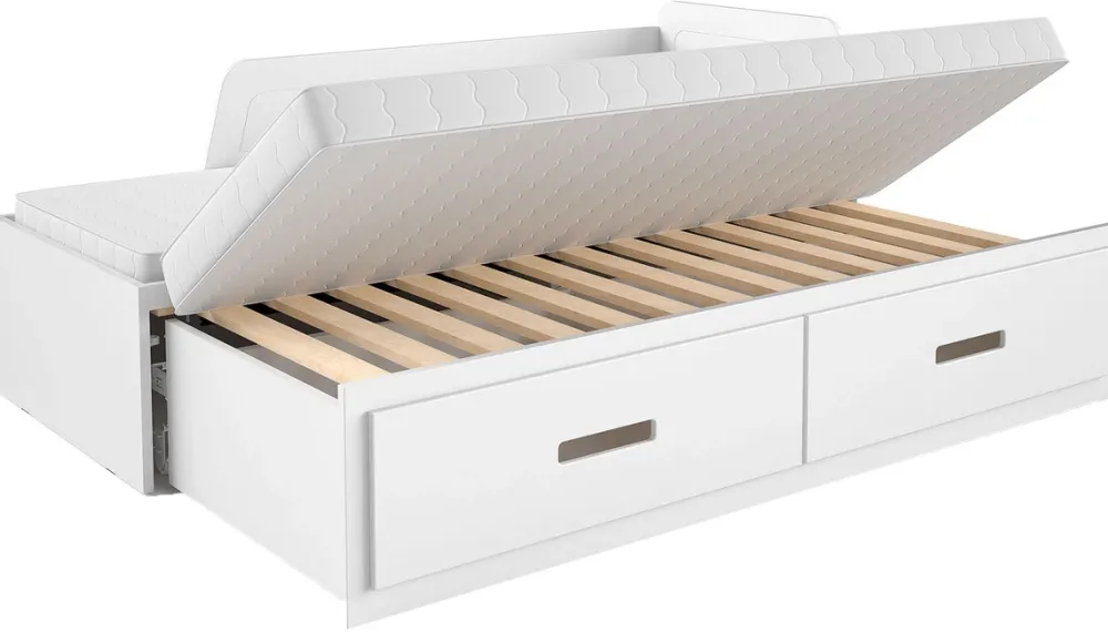 Łóżka Dziecięce|Łóżka Z Zagłówkiem>DOLMAR Drewniane łóżko rozkładane do pokoju młodzieżowego 80x200 cm MIRIA biały sosna biała