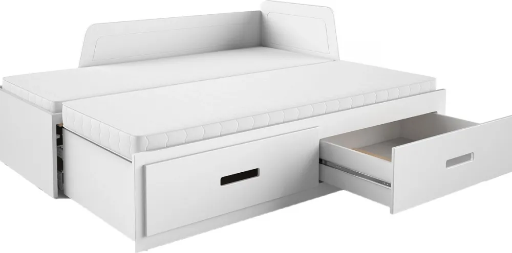 Łóżka Dziecięce|Łóżka Z Zagłówkiem>DOLMAR Drewniane łóżko rozkładane do pokoju młodzieżowego 80x200 cm MIRIA biały sosna biała