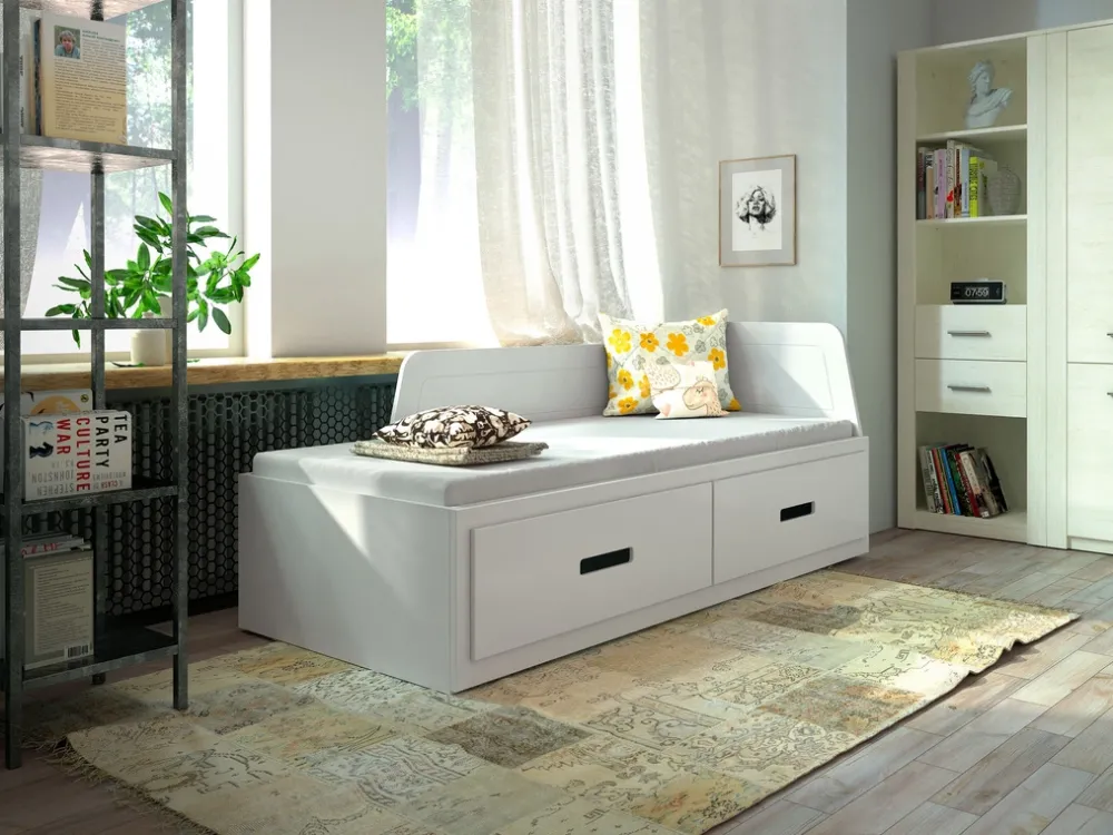 Łóżka Dziecięce|Łóżka Z Zagłówkiem>DOLMAR Drewniane łóżko rozkładane do pokoju młodzieżowego 80x200 cm MIRIA biały sosna biała