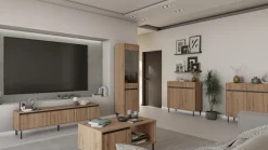 Komody>Lempert Drewnopodobna frezowana komoda do salonu 100 cm OMEGA dąb evoke