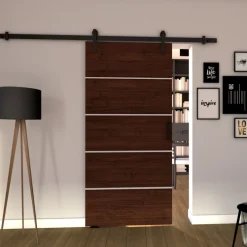 Drzwi Przesuwne>przesuwne.com Drzwi przesuwne naścienne do garderoby 90 cm SEFAL wenge