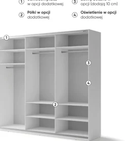 Szafy Przesuwne|Szafy Trzydrzwiowe></noscript>lenart. Duża biała szafa przesuwna z lustrem i półkami 250 cm MAXI
