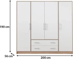 Garderoby|Meble Dla Dzieci></noscript>MEBLAR Duża czterodrzwiowa szafa z półkami garderoba 200 cm SEVAS