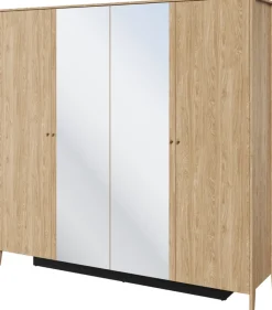 Szafy Do Przedpokoju|Szafy Do Salonu>lenart. Duża czterodrzwiowa szafa z lustrem 220 cm do sypialni COZY