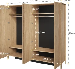 Szafy Do Przedpokoju|Szafy Do Salonu></noscript>lenart. Duża czterodrzwiowa szafa z lustrem 220 cm do sypialni COZY