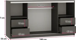 Komody></noscript>BROMARKT Duża owa komoda z szufladami i drążkiem 180 cm TOP grafit